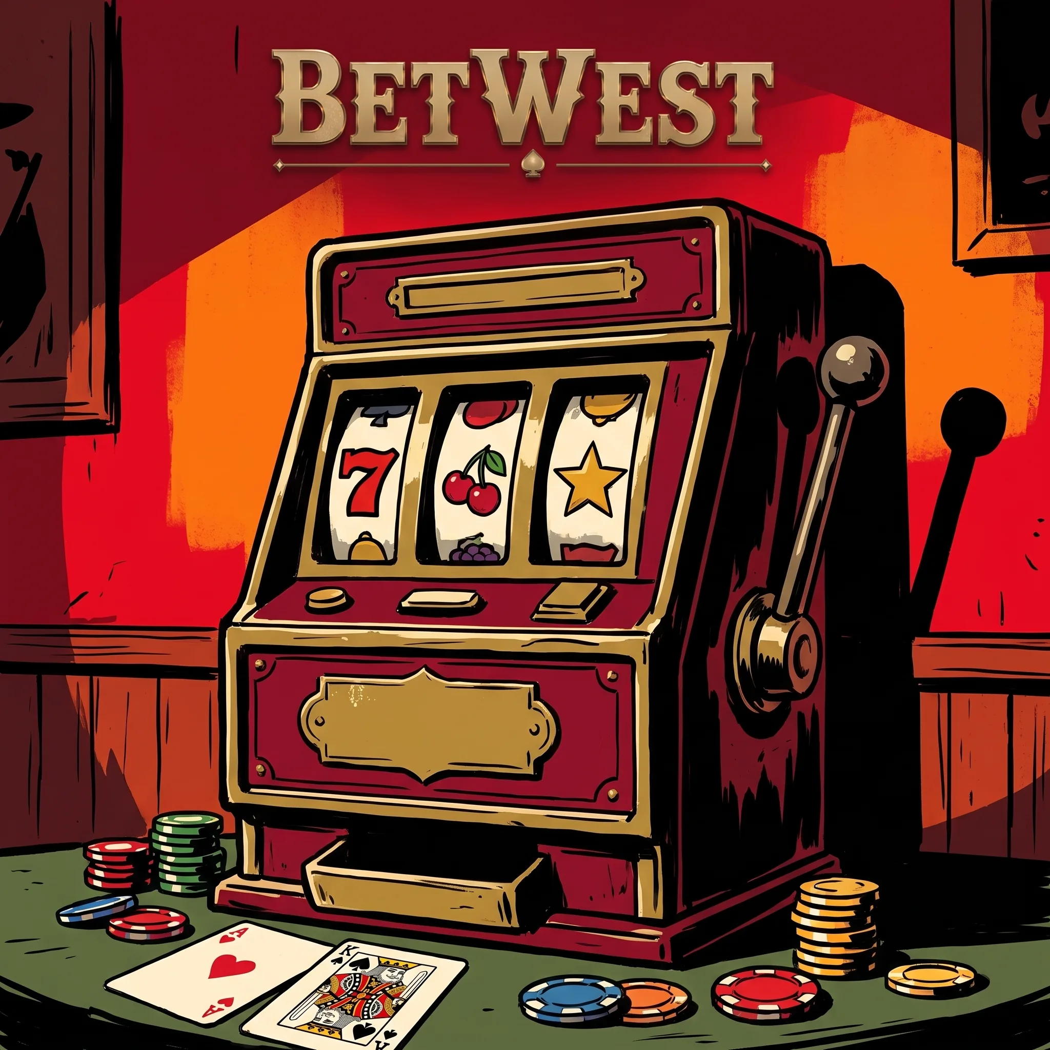 BetWest western illustration with a slot machine