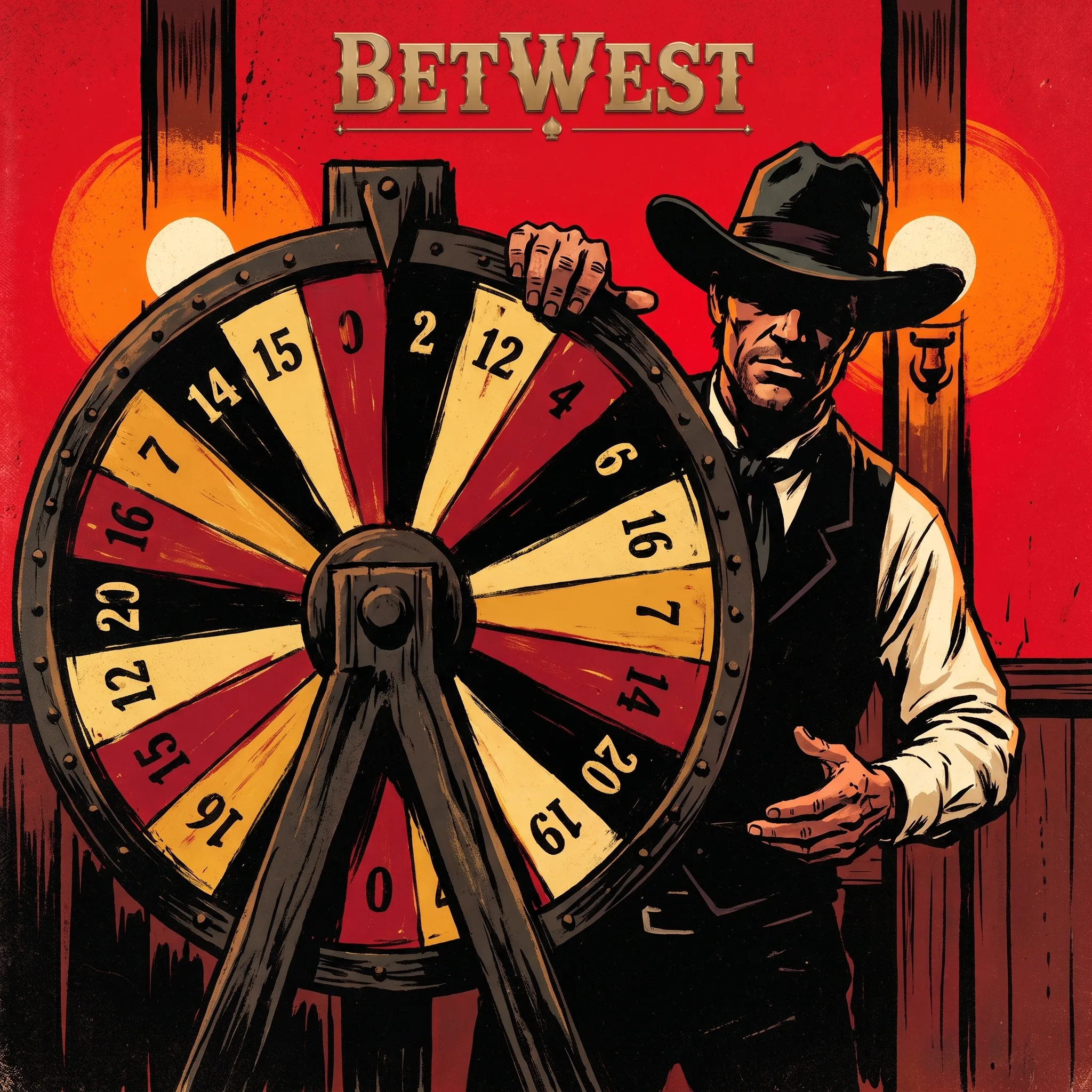 BetWest western illustration with a casino wheel